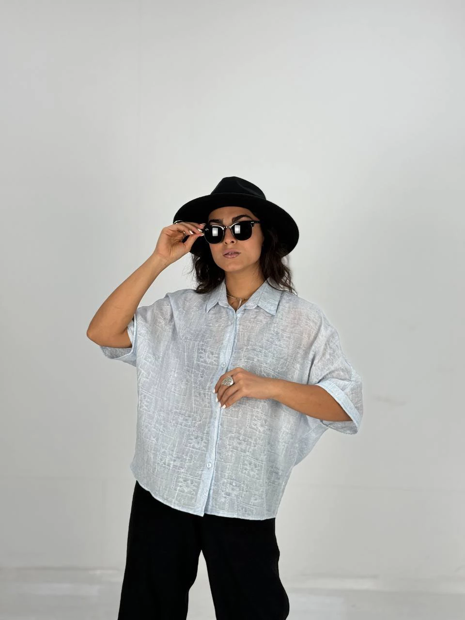 مانتو شومیزی 61439 آستین کیمونو خامه دوزی RY