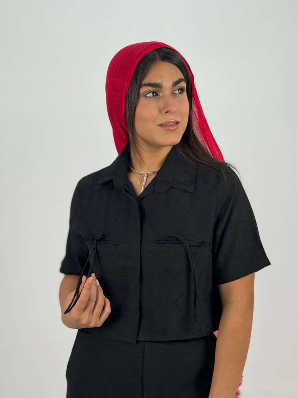 شومیز 61400 پیکسلی پاپیونی RY