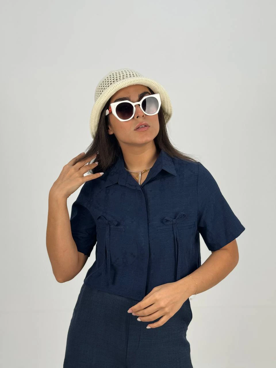 شومیز 61400 پیکسلی پاپیونی RY