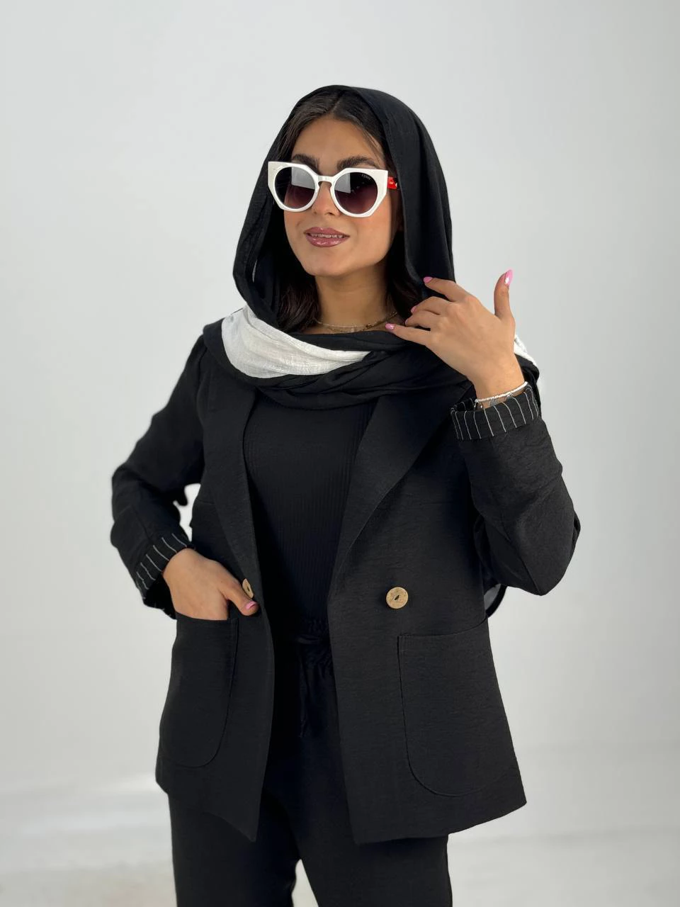 ست کت و شلوار 61363 لینن آستین راه راه RY