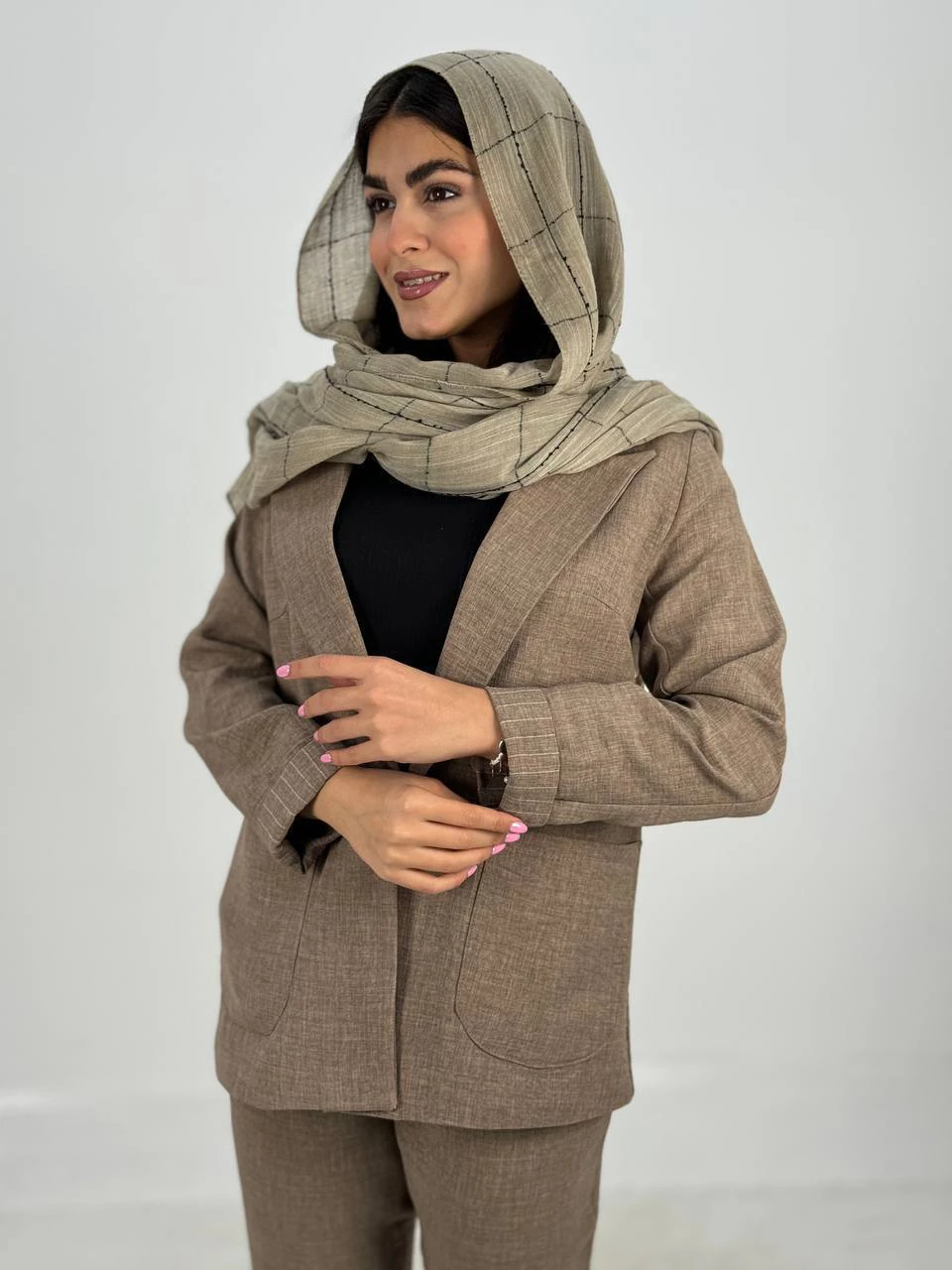 ست کت و شلوار 61363 لینن آستین راه راه RY