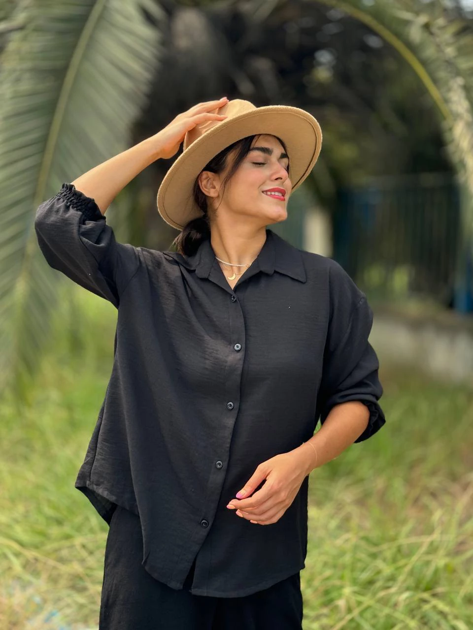 مانتو شومیزی 61454 آستین چین دار لینن کروز RY