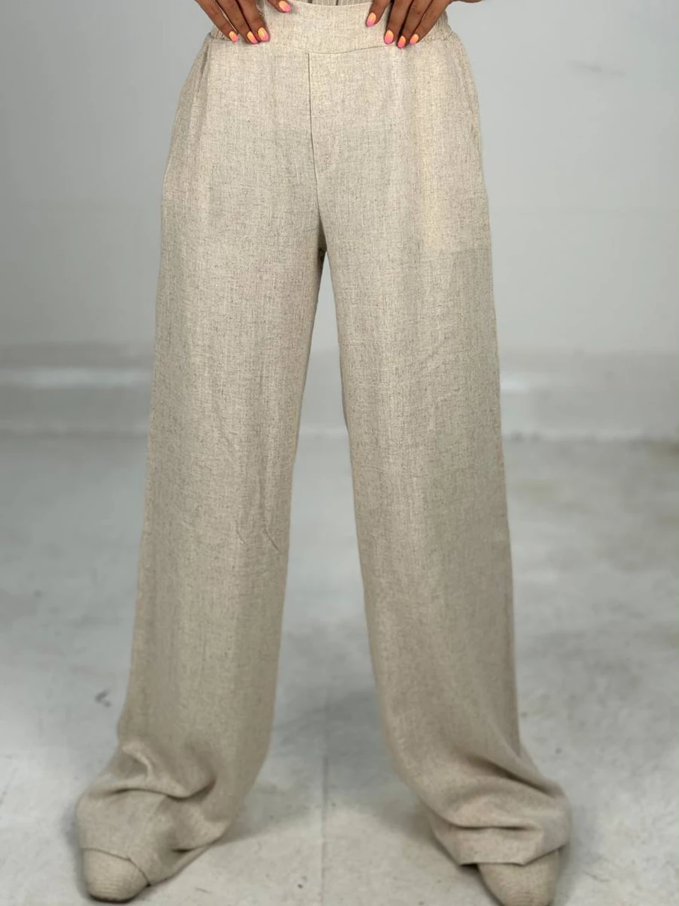 شلوار پارچه ای بگ 31079 کمرکش لینن کراش RY