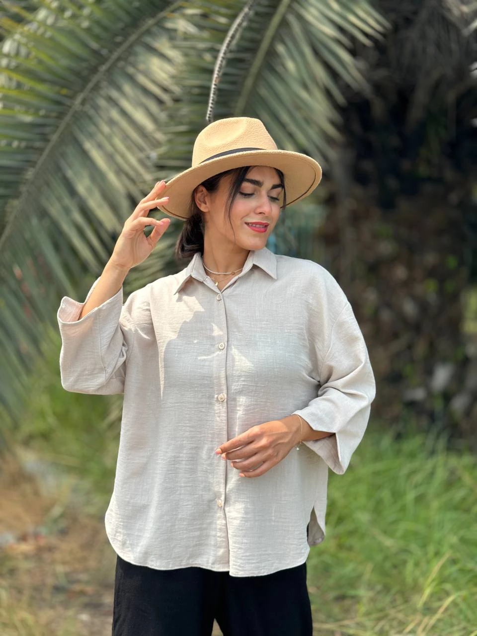 مانتو شومیزی 61460 لینن کروز بغل هلال RY