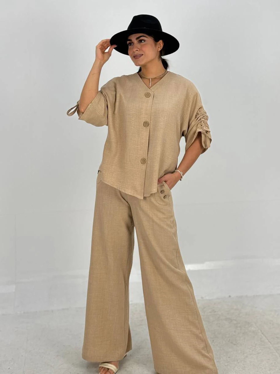 ست پیراهن و شلوار 61376 آستین گت دار RY