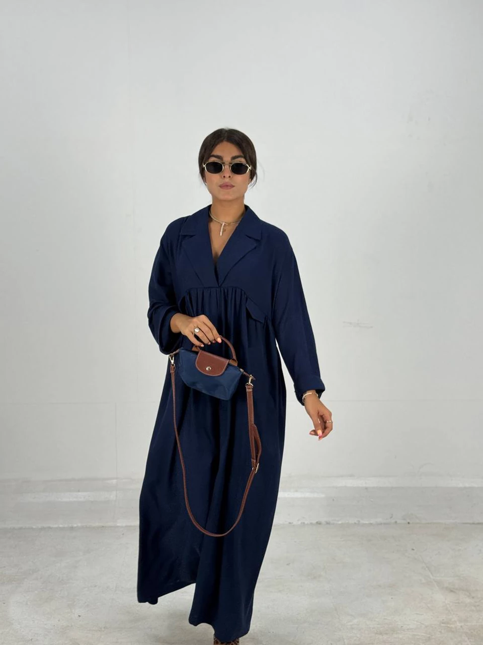 مانتو پیراهنی 61464 لینن رایون یقه ای RY