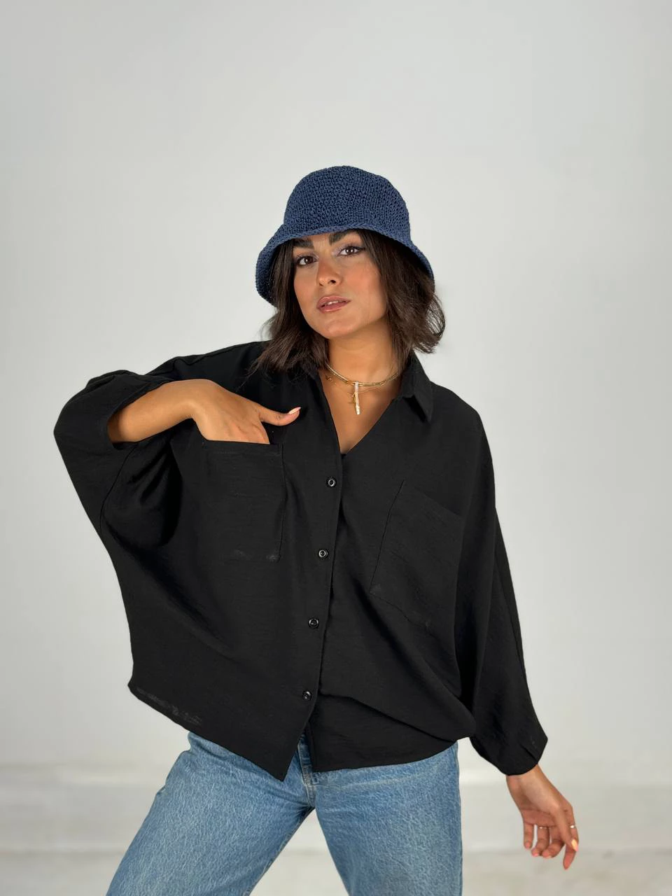 مانتو شومیزی 61470 لینن کیمونو RY