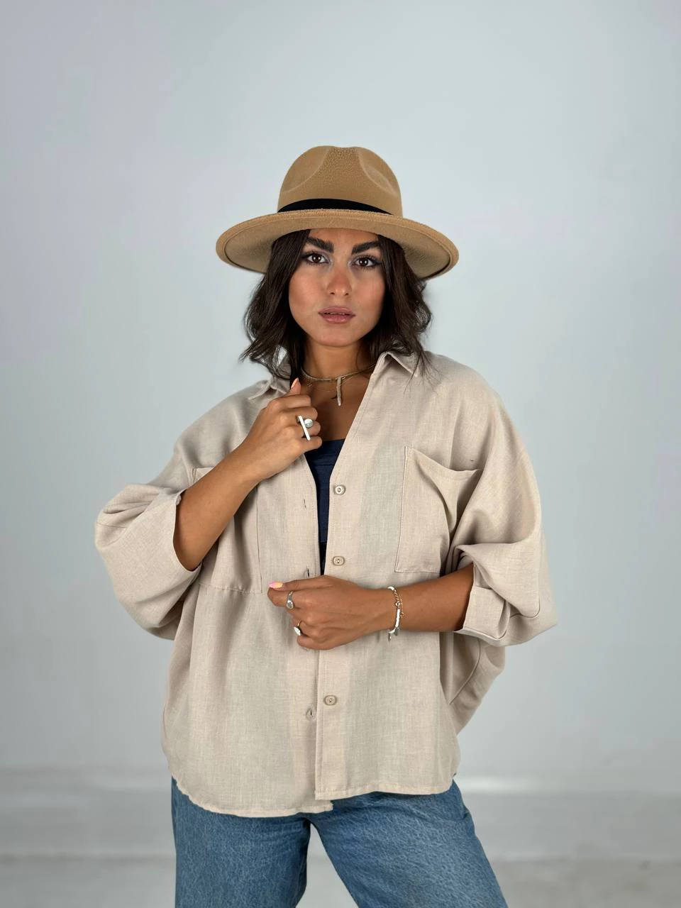 مانتو شومیزی 61470 لینن کیمونو RY