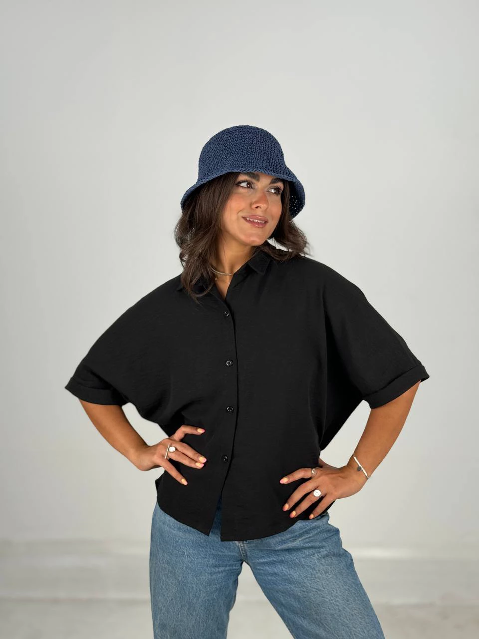 مانتو شومیزی 61471 لینن آستین کیمونو RY