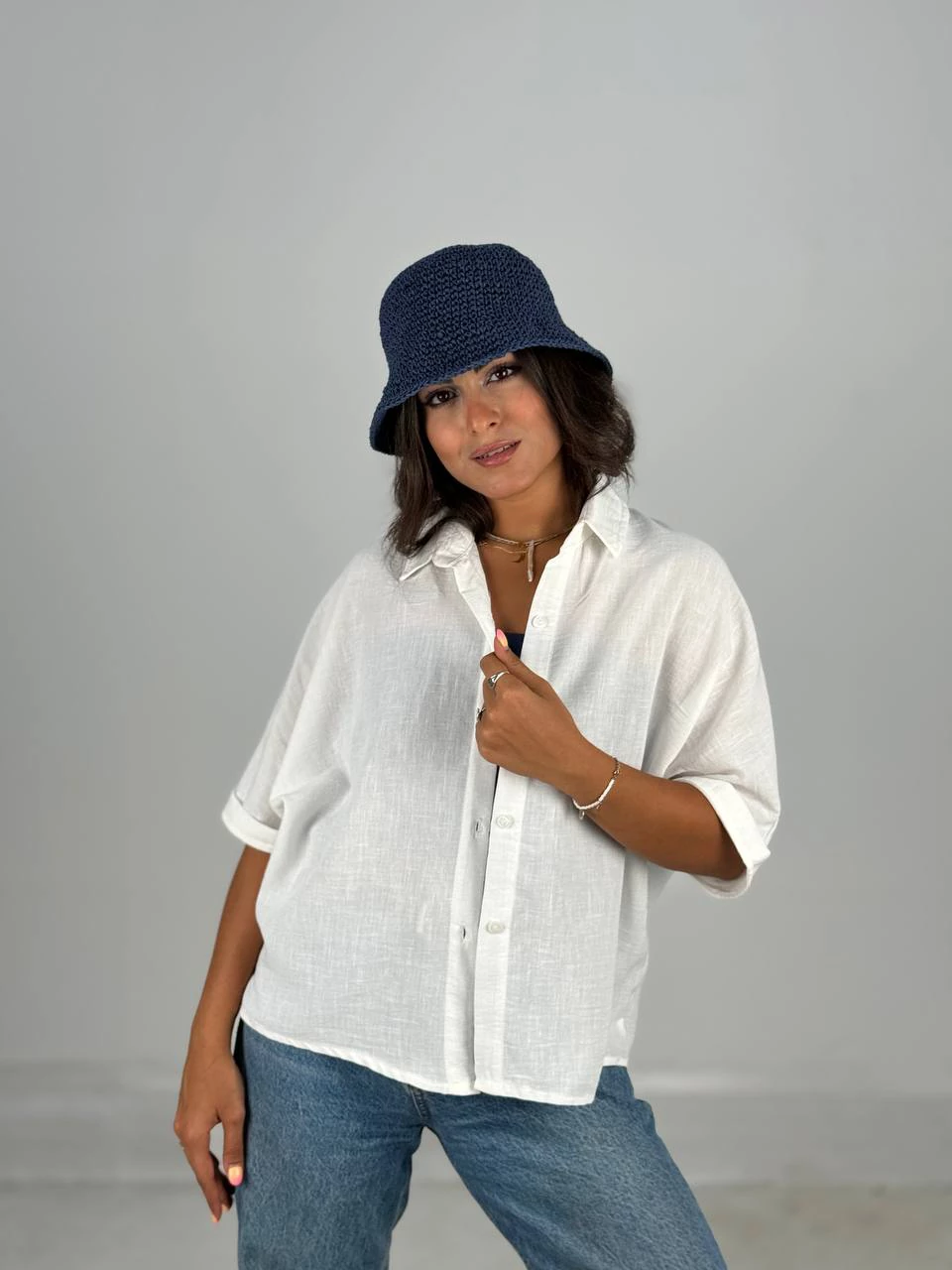 مانتو شومیزی 61471 لینن آستین کیمونو RY