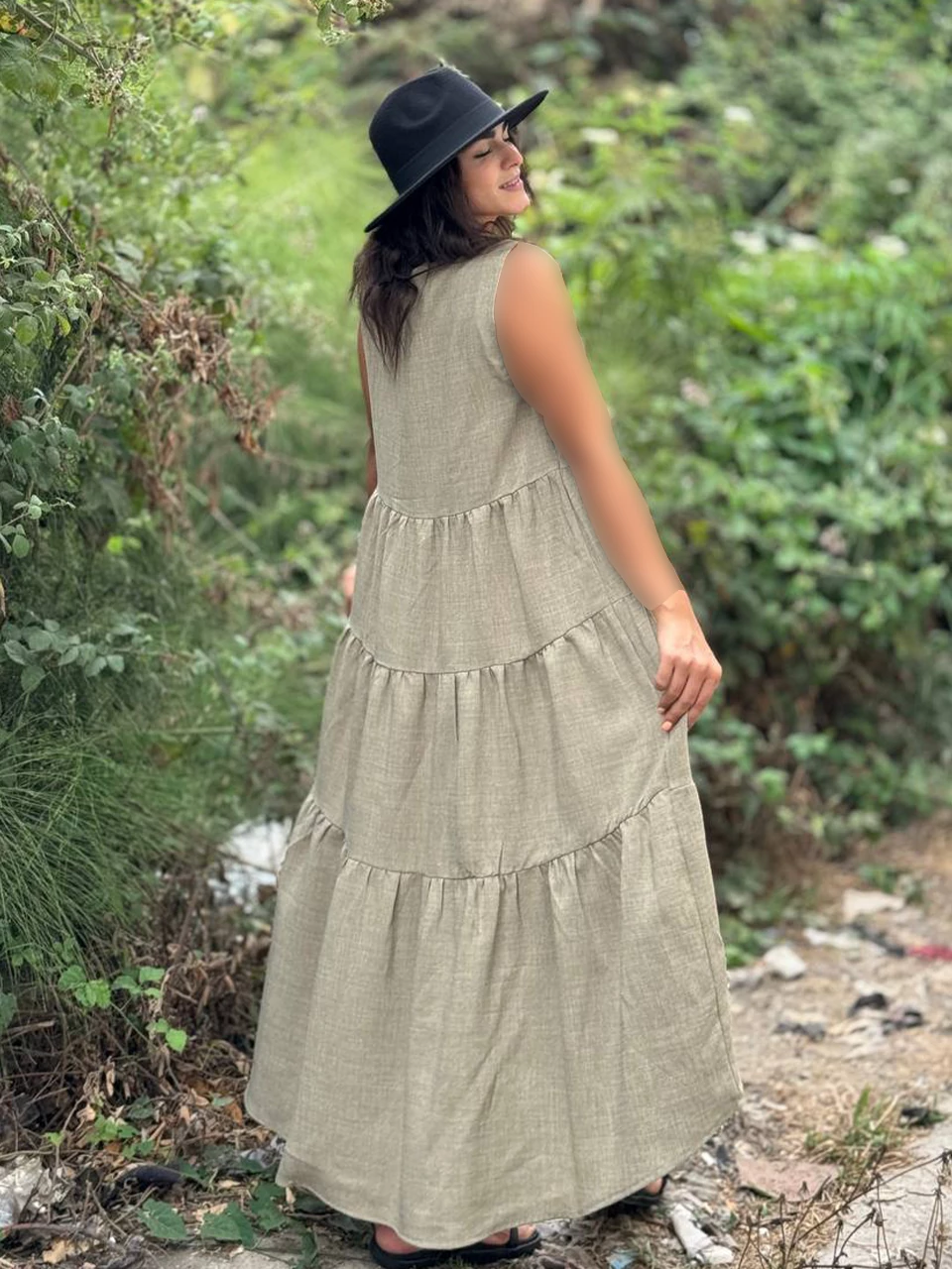 سارافون لانگ 61462 لینن دامن سه چین RY