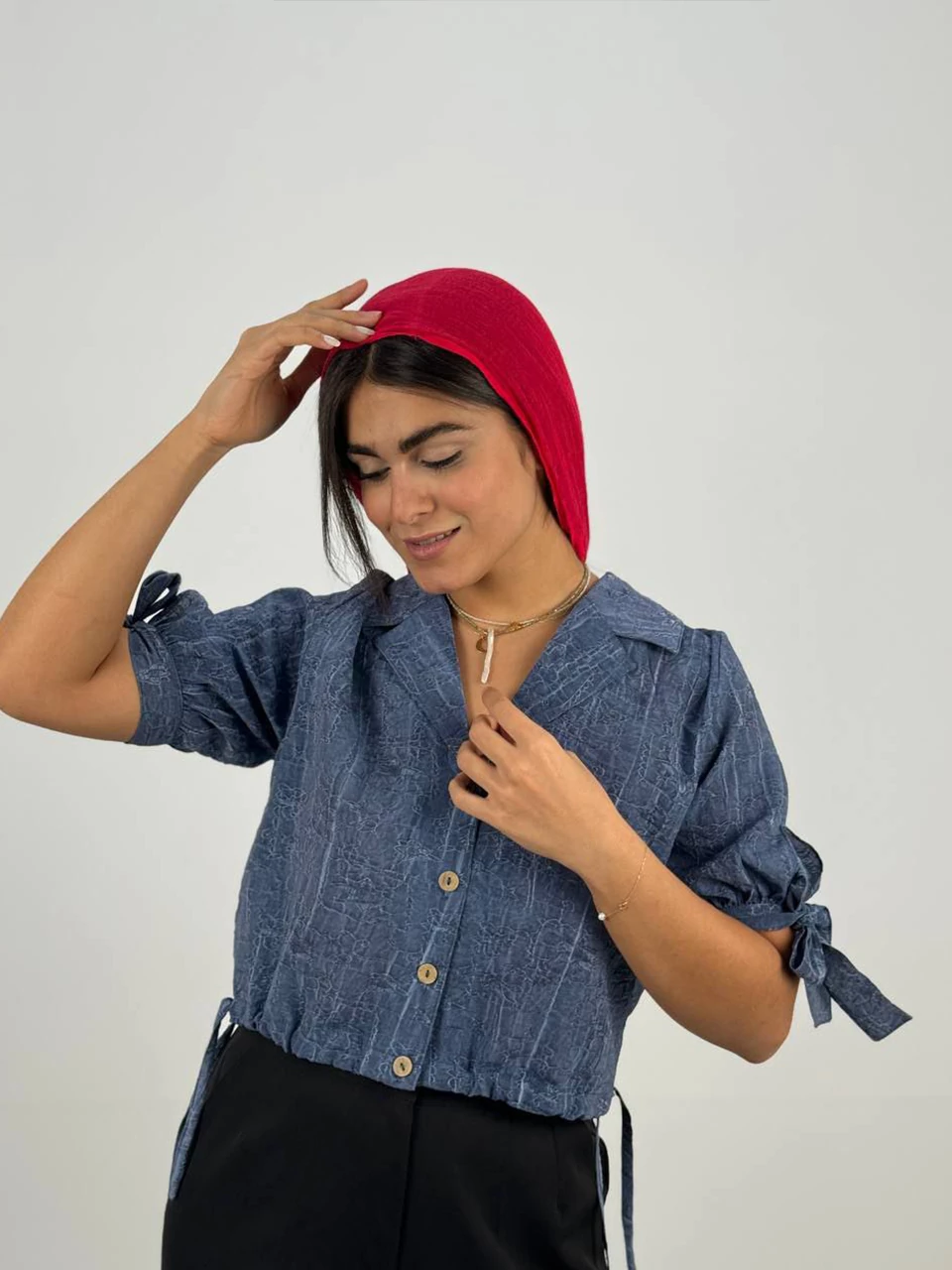 شومیز 61419 خامه دوزی یقه انگلیسی RY