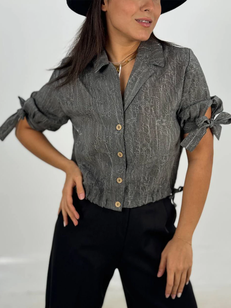 شومیز 61419 خامه دوزی یقه انگلیسی RY