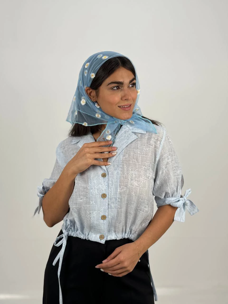 شومیز 61419 خامه دوزی یقه انگلیسی RY