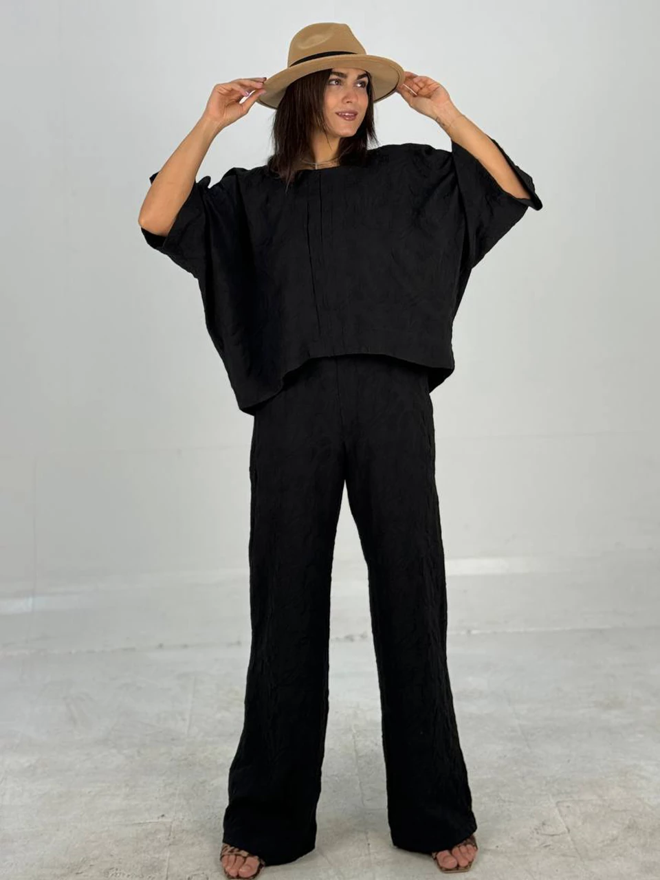 ست بلوز و شلوار 61330 ژاکارد کیمونو و شلوار RY