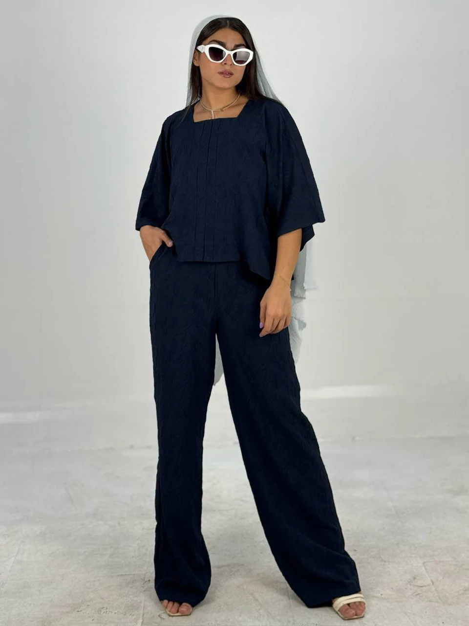 ست بلوز و شلوار 61330 ژاکارد کیمونو و شلوار RY