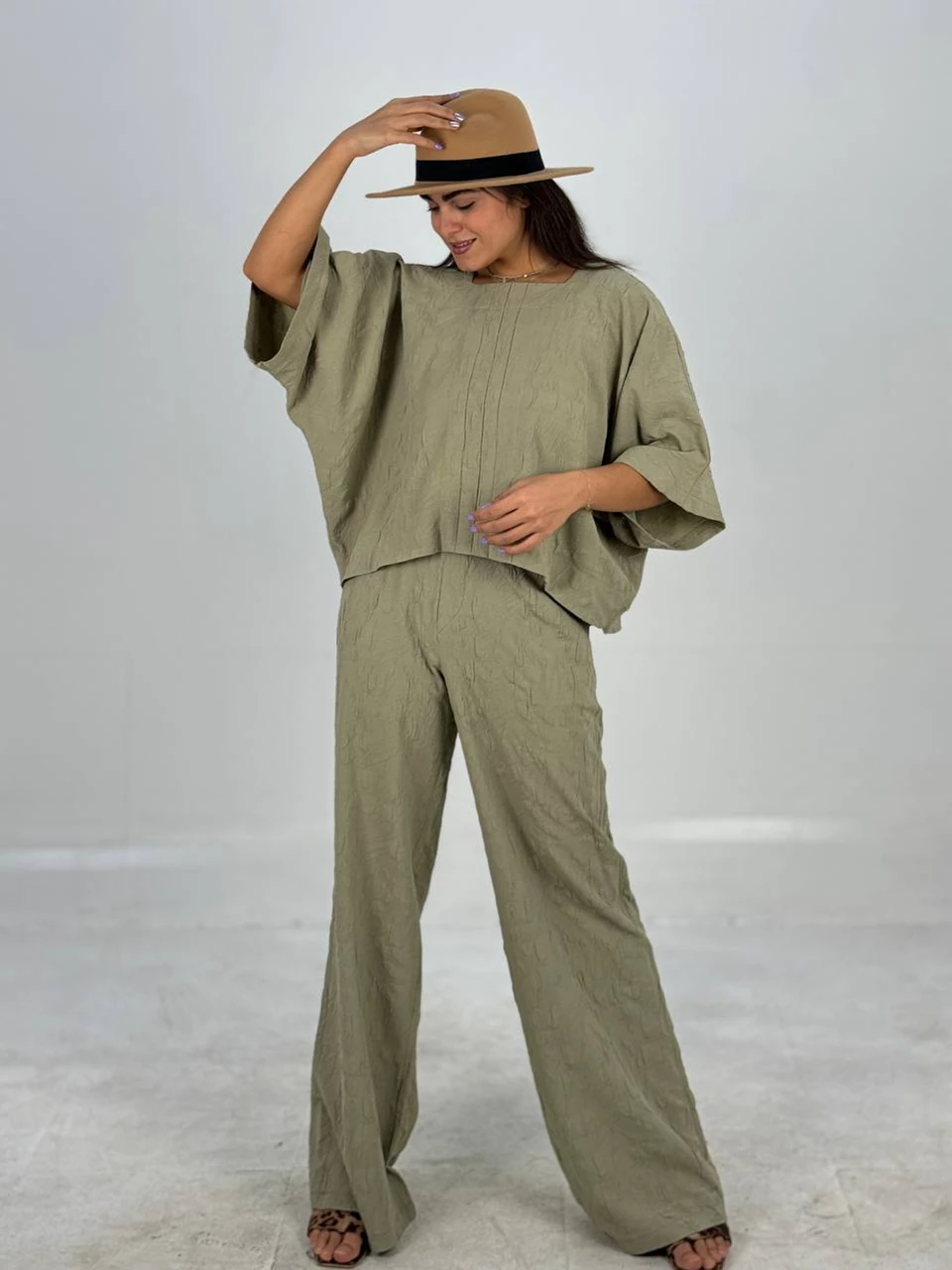 ست بلوز و شلوار 61330 ژاکارد کیمونو و شلوار RY