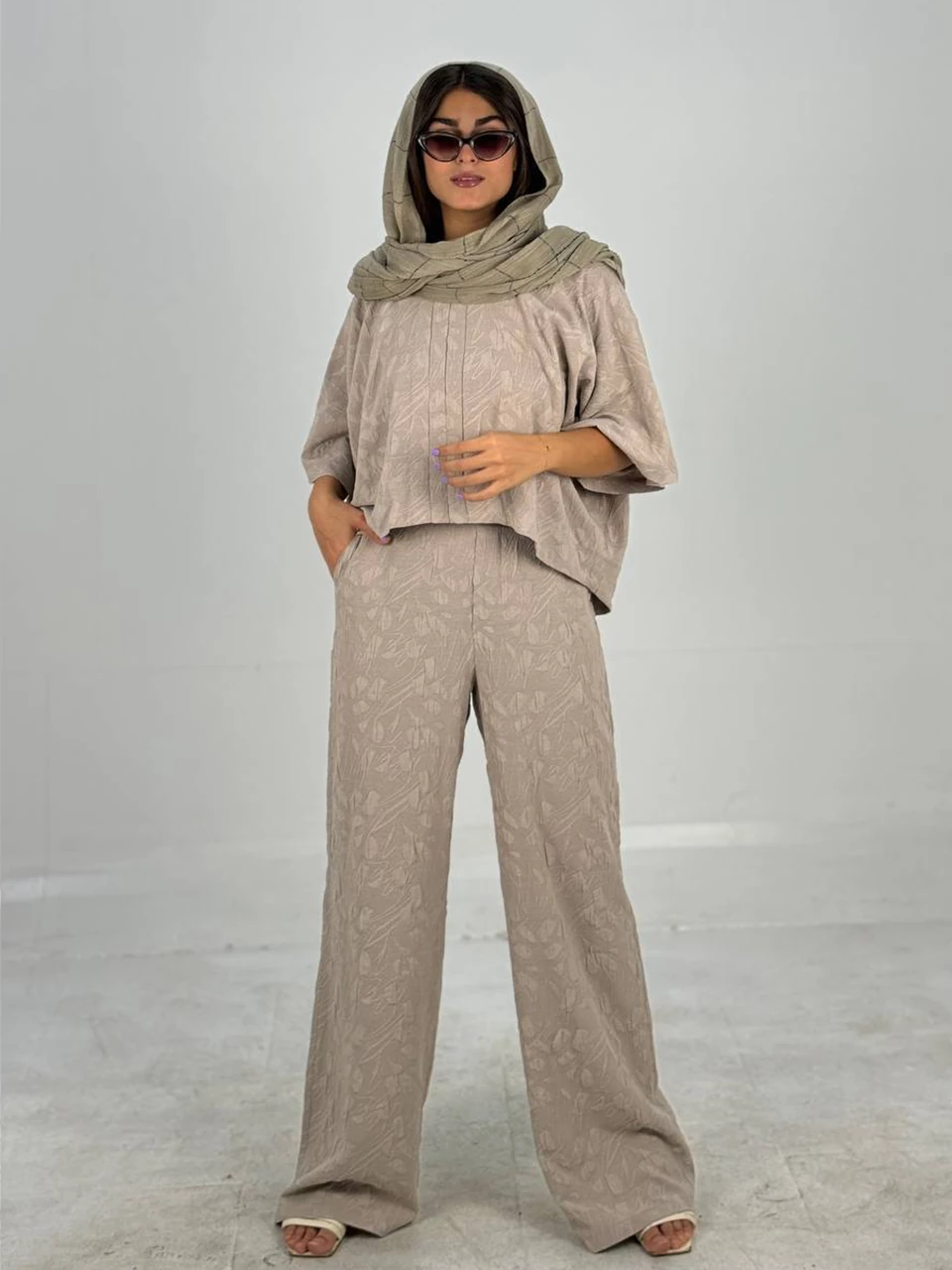 ست بلوز و شلوار 61330 ژاکارد کیمونو و شلوار RY