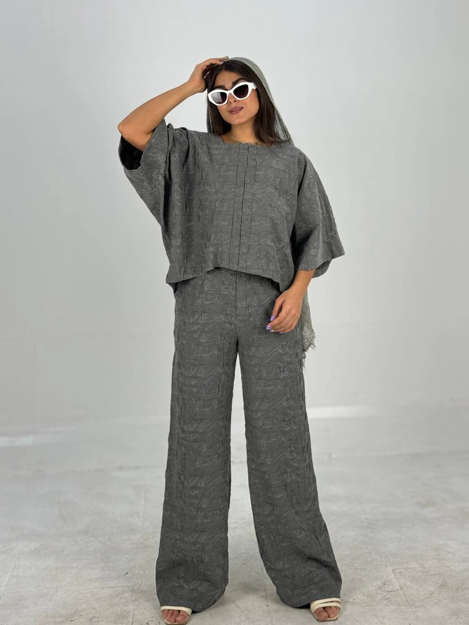 ست بلوز و شلوار 61330 ژاکارد کیمونو و شلوار RY