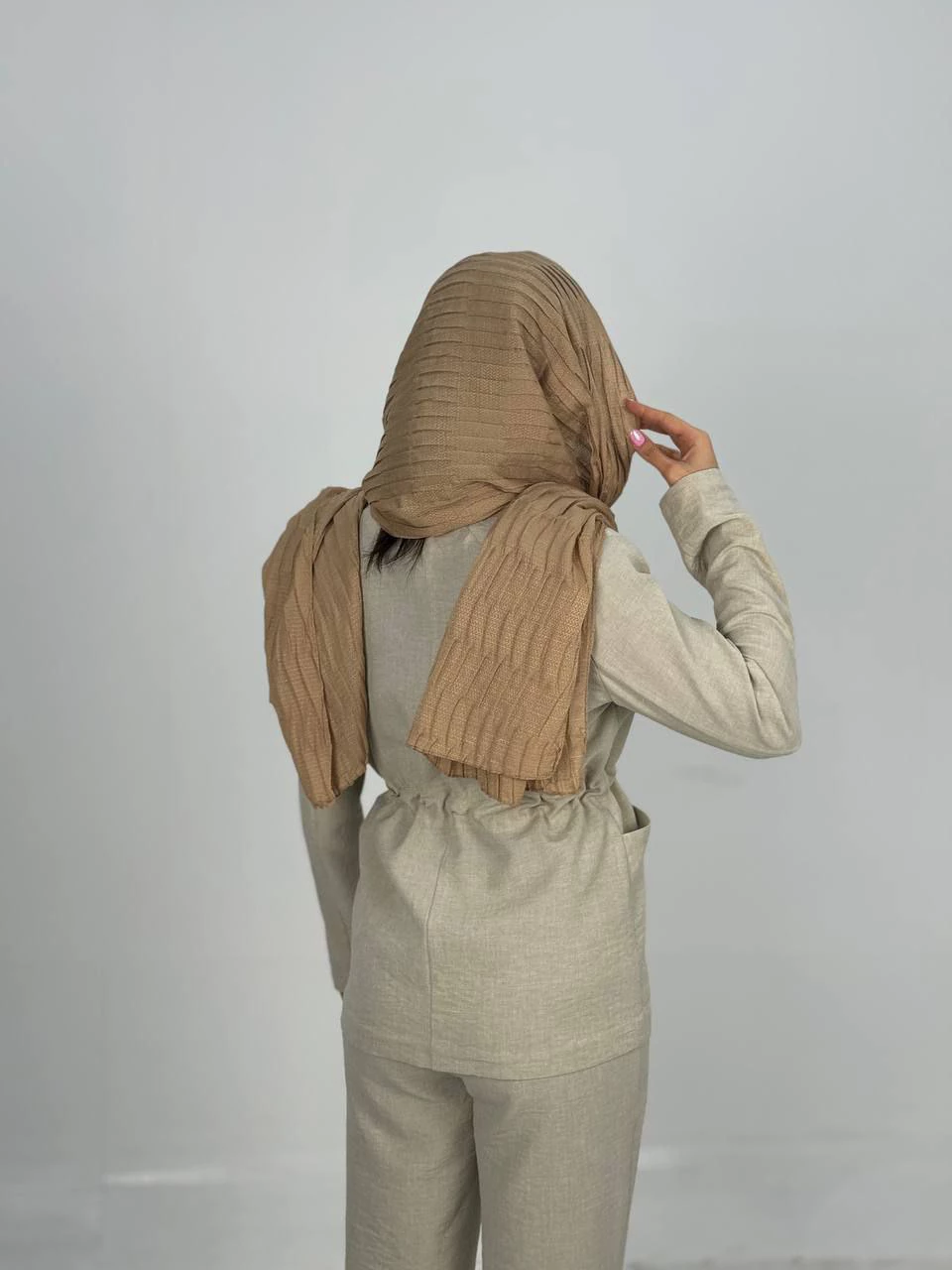 ست کت و شلوار 61338 لینن کمرکش چهار دکمه RY