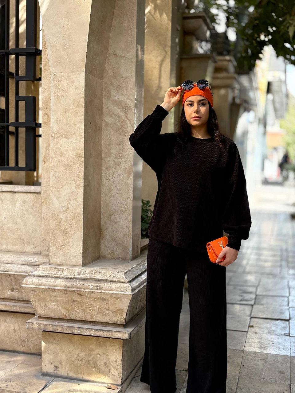 ست بلوز و شلوار پاییزه 71227 یقه گرد مراکشی RY