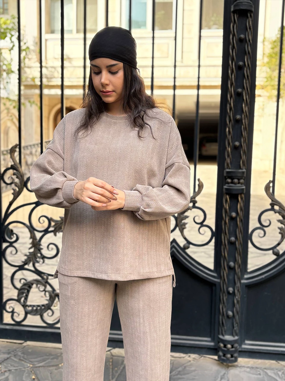 ست بلوز و شلوار پاییزه 71227 یقه گرد مراکشی RY