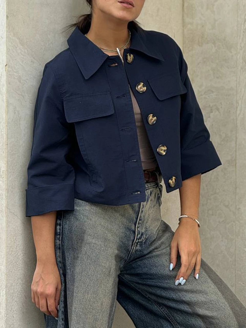 بارانی مینی 71201 کتان کراپ پشت پیله RY