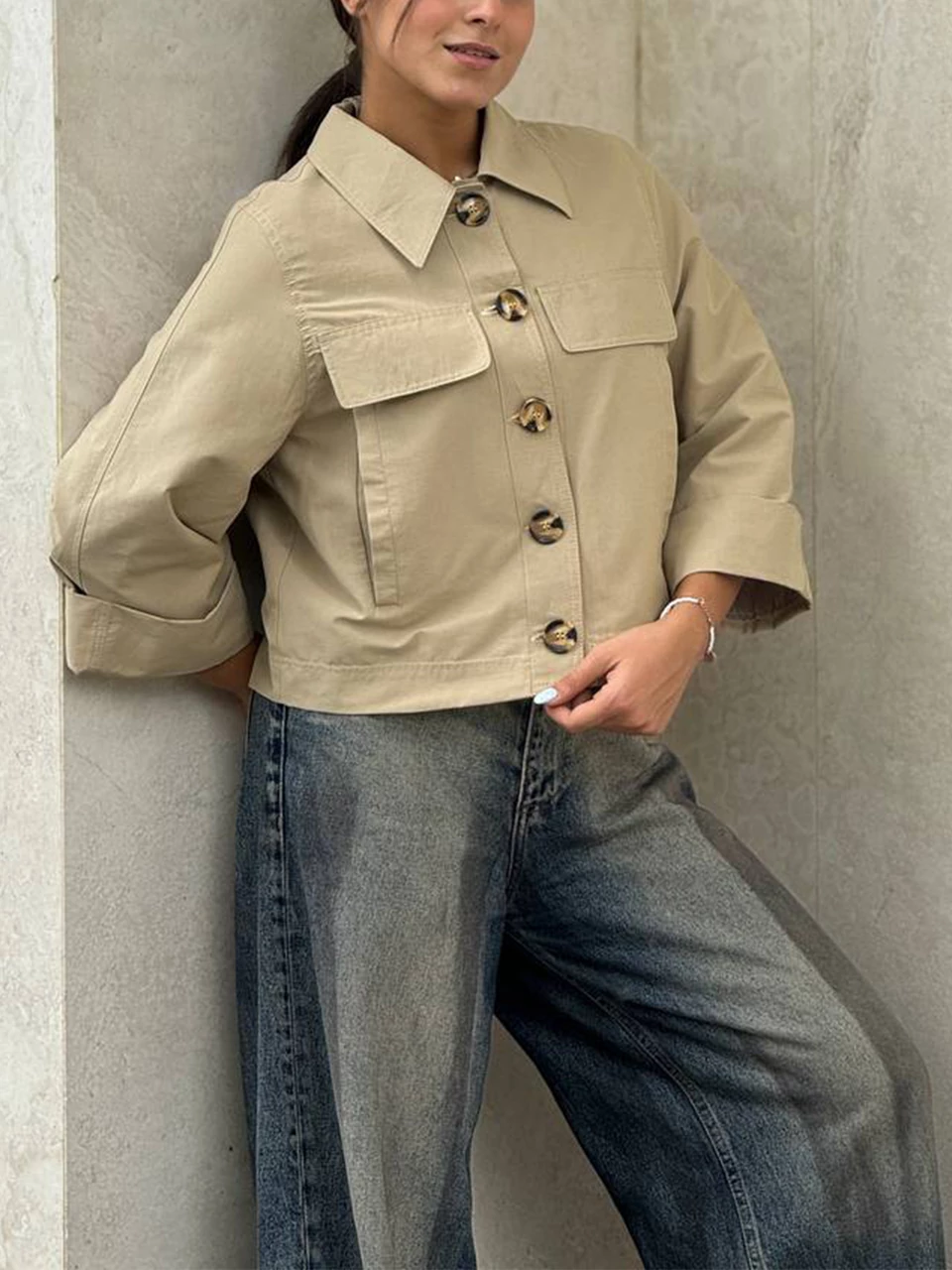 بارانی مینی 71201 کتان کراپ پشت پیله RY