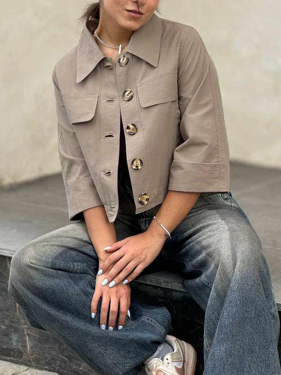 بارانی مینی 71201 کتان کراپ پشت پیله RY