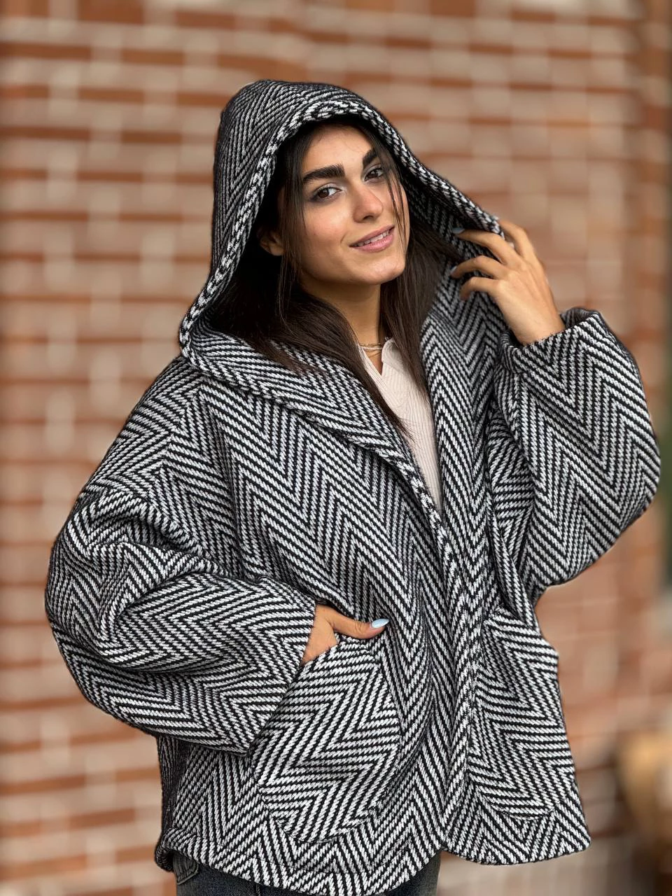 پالتو میدی 71230 لمزور جناغی کلاهدار RY