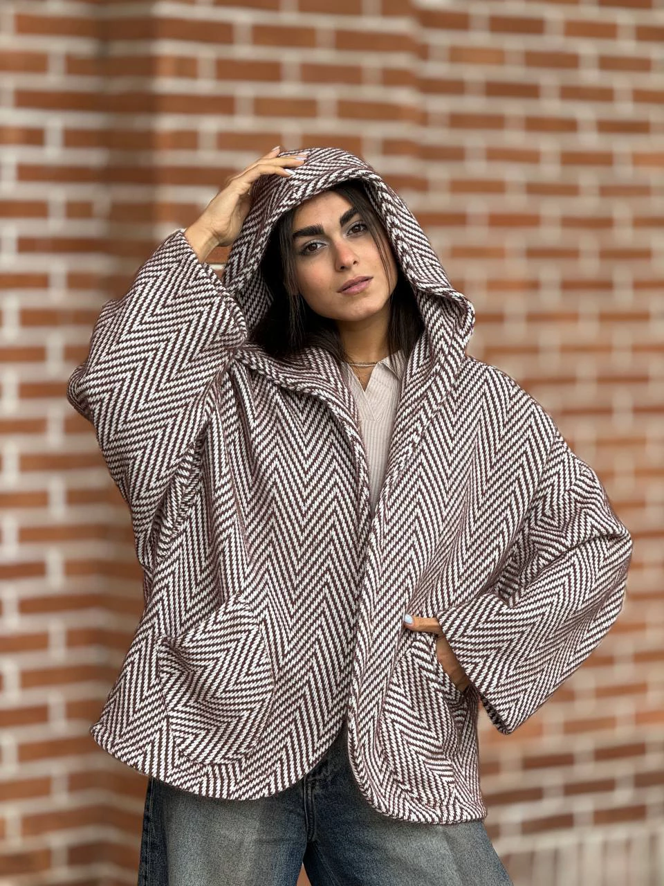 پالتو میدی 71230 لمزور جناغی کلاهدار RY