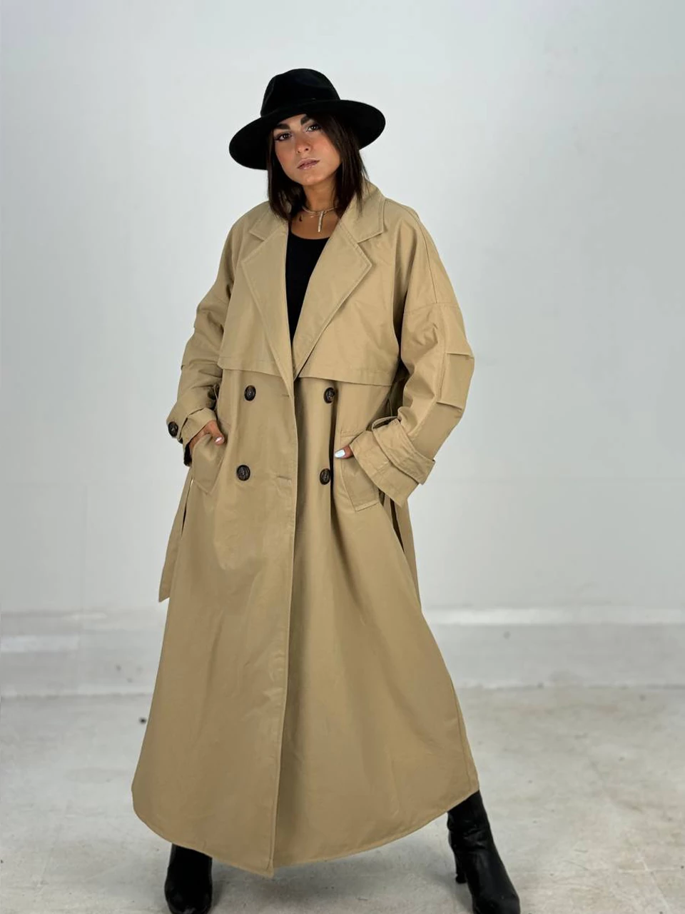 بارانی لانگ 71205 شنل دار RY