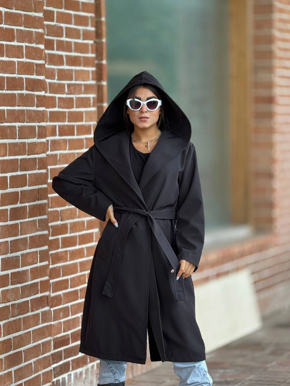 بارانی لانگ 71225 سانتانا جلو باز کلاهدار RY