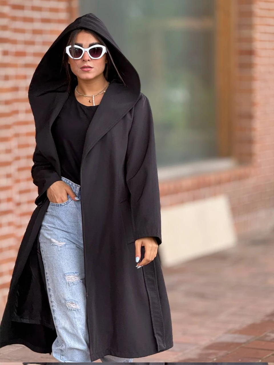 بارانی لانگ 71225 سانتانا جلو باز کلاهدار RY