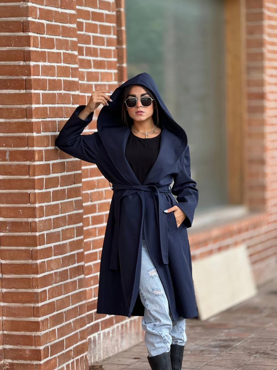 بارانی لانگ 71225 سانتانا جلو باز کلاهدار RY