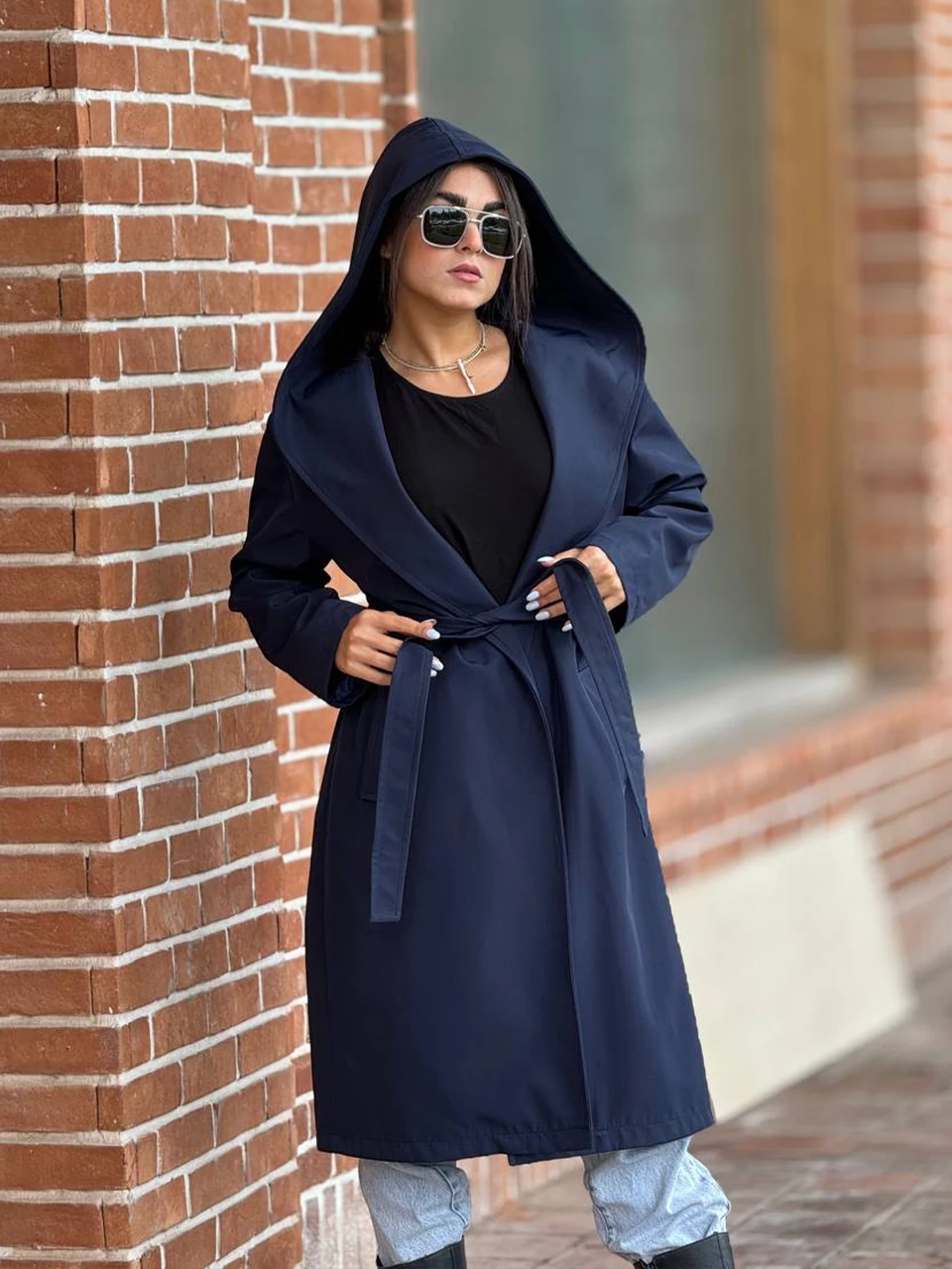 بارانی لانگ 71225 سانتانا جلو باز کلاهدار RY