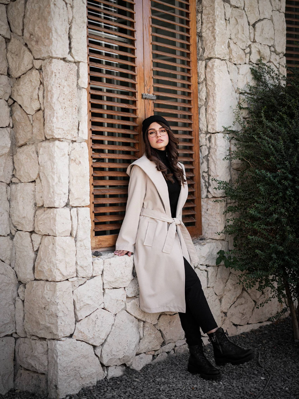 بارانی لانگ 71225 سانتانا جلو باز کلاهدار RY