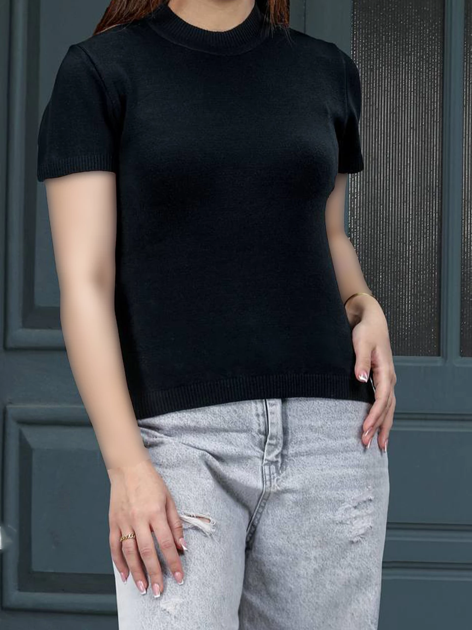 بافت یقه گرد 606 آستین کوتاه ID