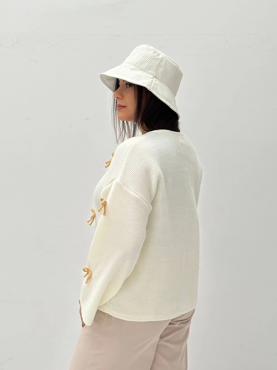 بافت یقه گرد 746 آستین بلند پاپیونی ID