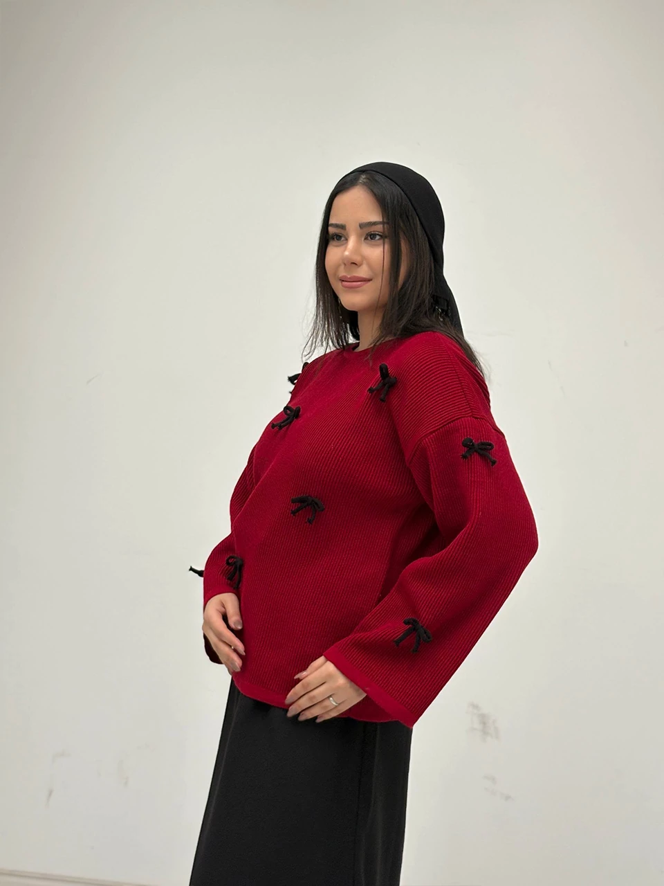 بافت یقه گرد 746 آستین بلند پاپیونی ID