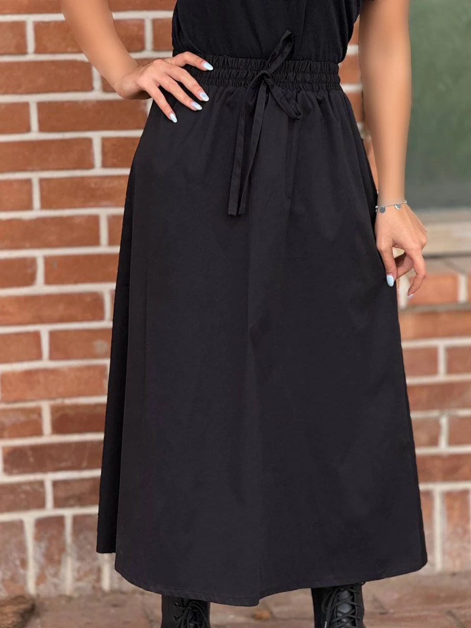 دامن پارچه ای لانگ 1303 پارکا کمرکش RY