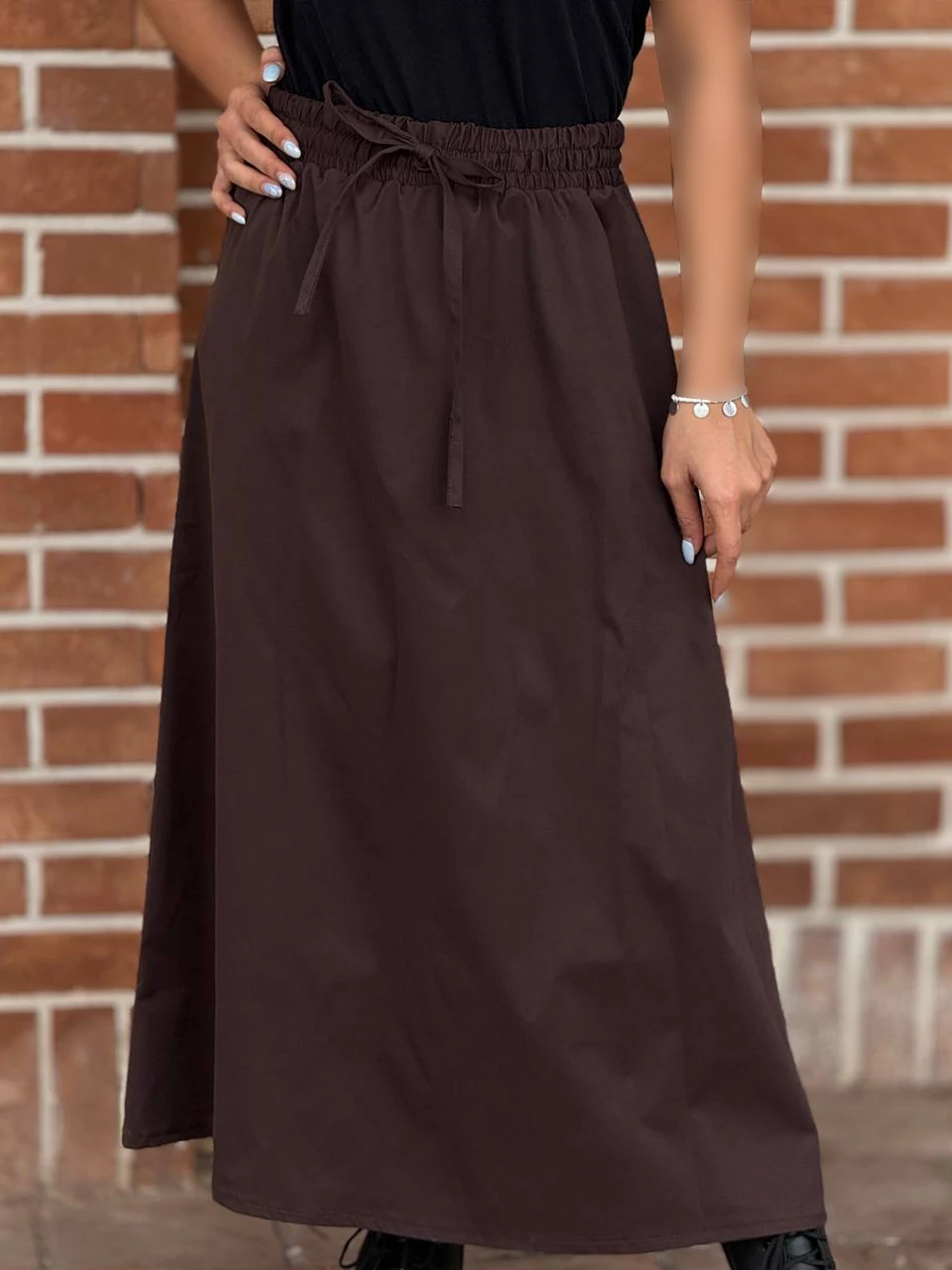 دامن پارچه ای لانگ 1303 پارکا کمرکش RY