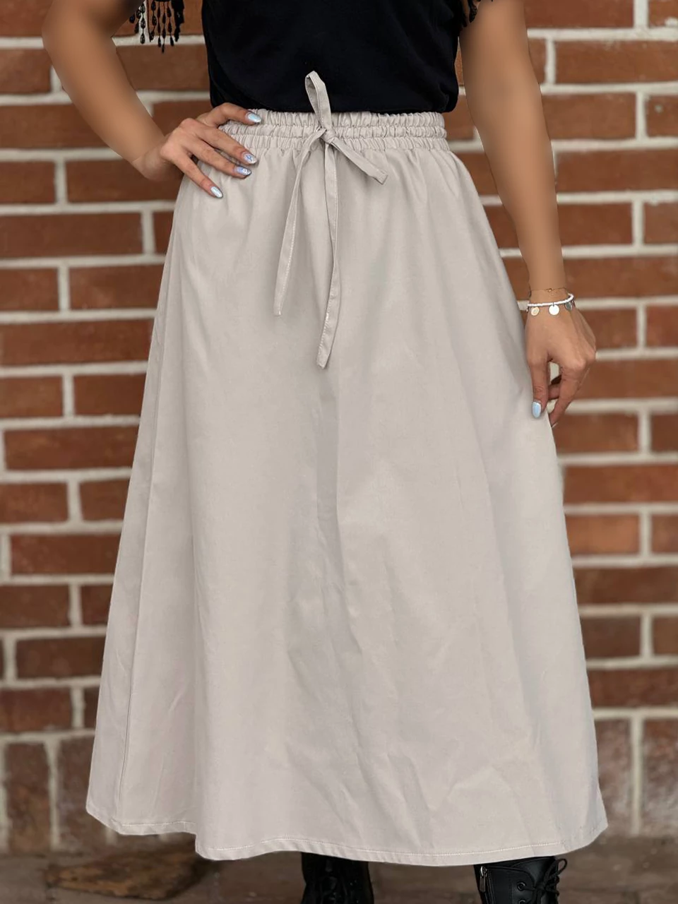 دامن پارچه ای لانگ 1303 پارکا کمرکش RY