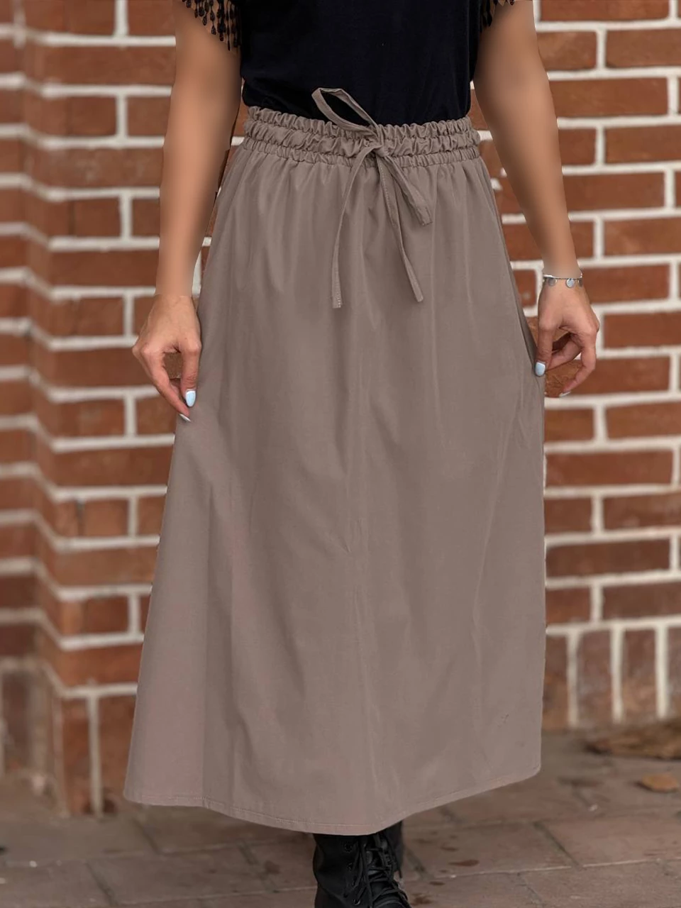 دامن پارچه ای لانگ 1303 پارکا کمرکش RY