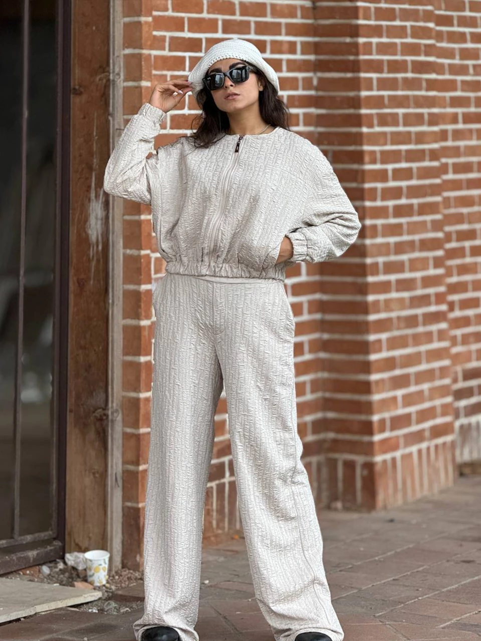 ست بامبر و شلوار بگ پاییزه 71228 پفکی RY