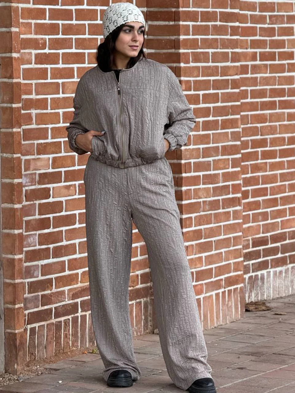 ست بامبر و شلوار بگ پاییزه 71228 پفکی RY