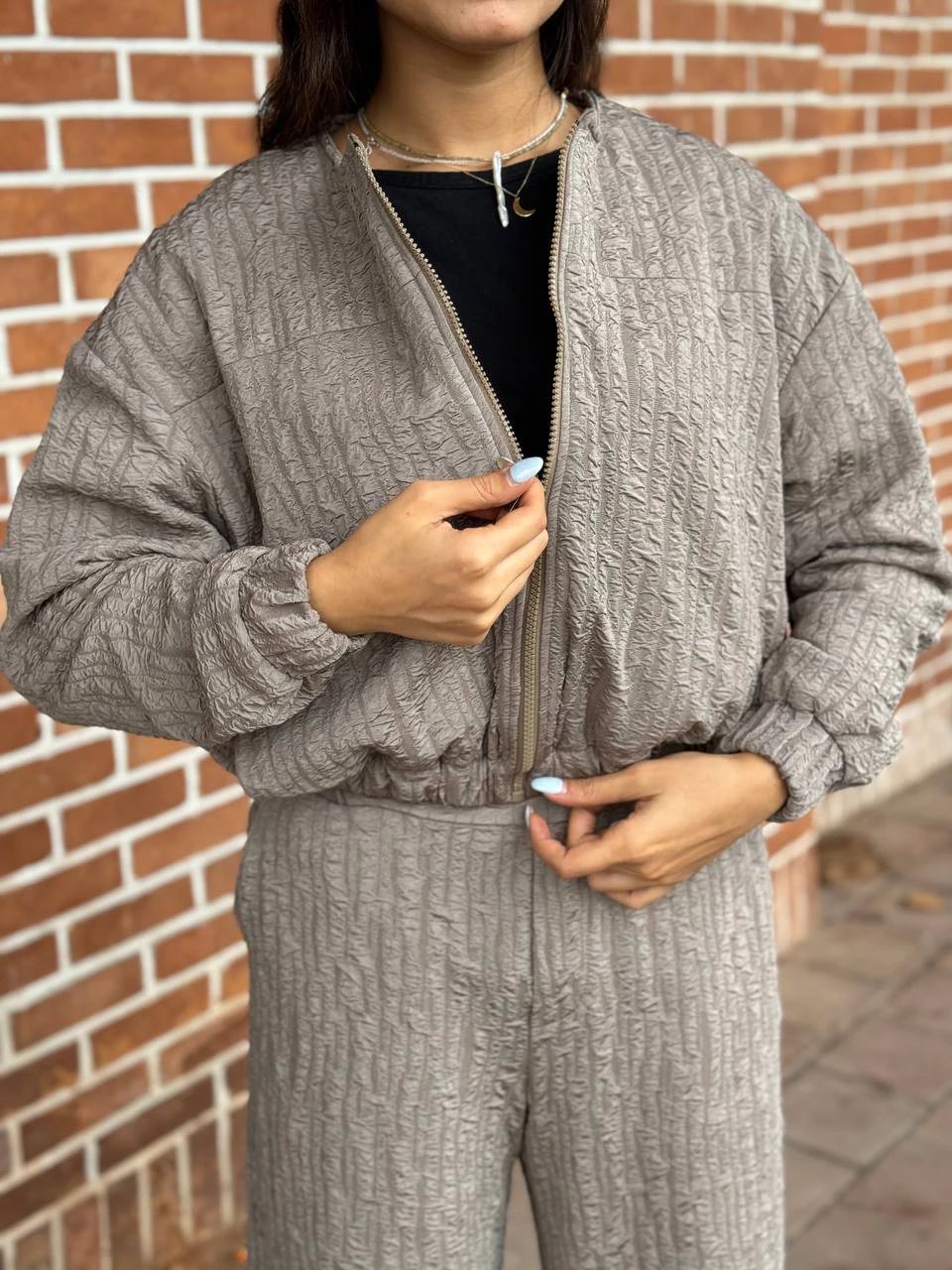 ست بامبر و شلوار بگ پاییزه 71228 پفکی RY