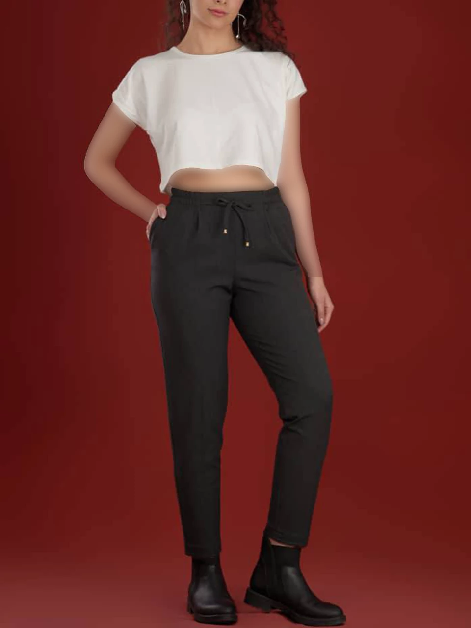 شلوار پارچه ای مام فیت 905 کمرکش بزیاق BY