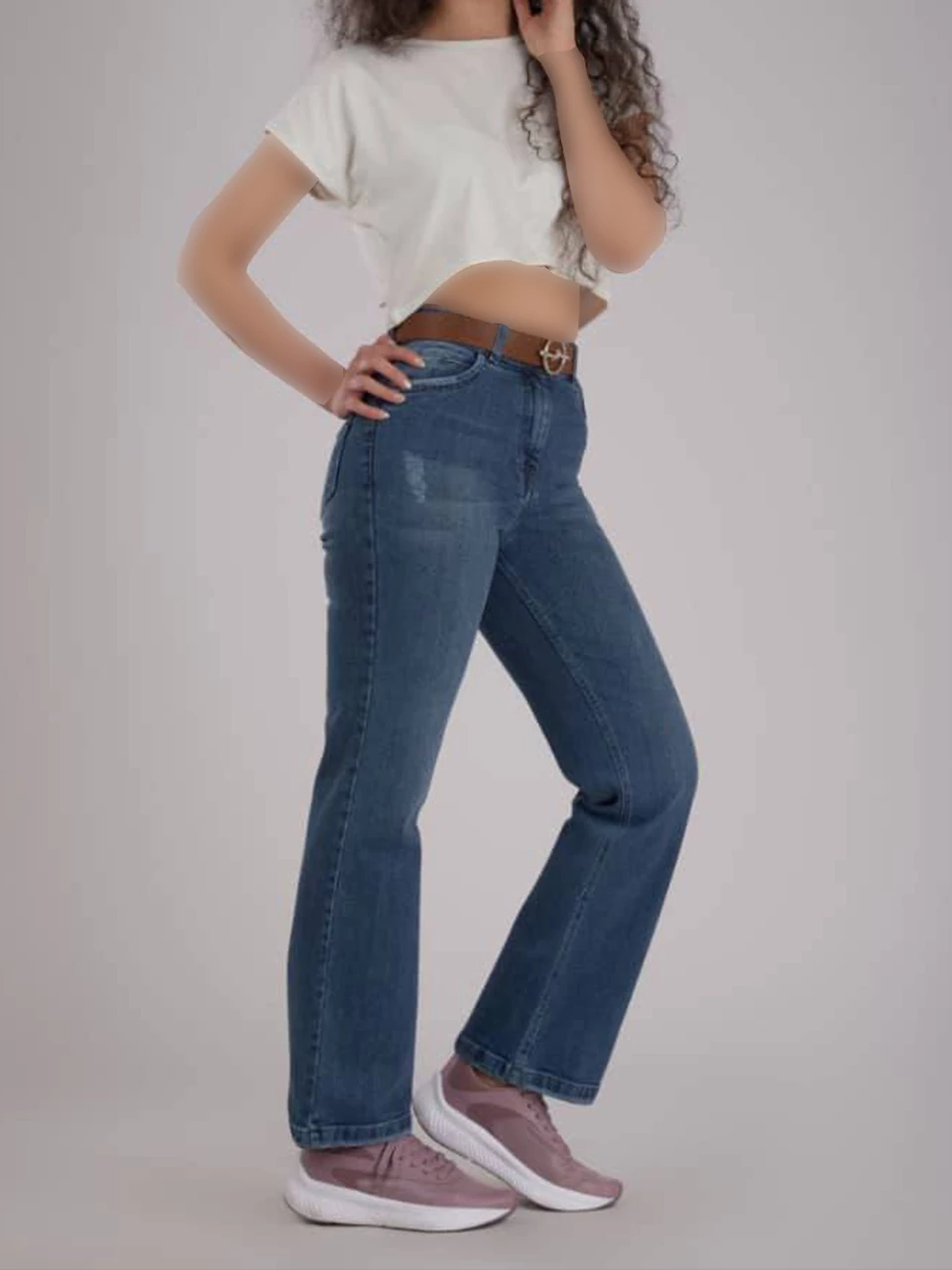 شلوار جین نیم بگ 416 ساده BY