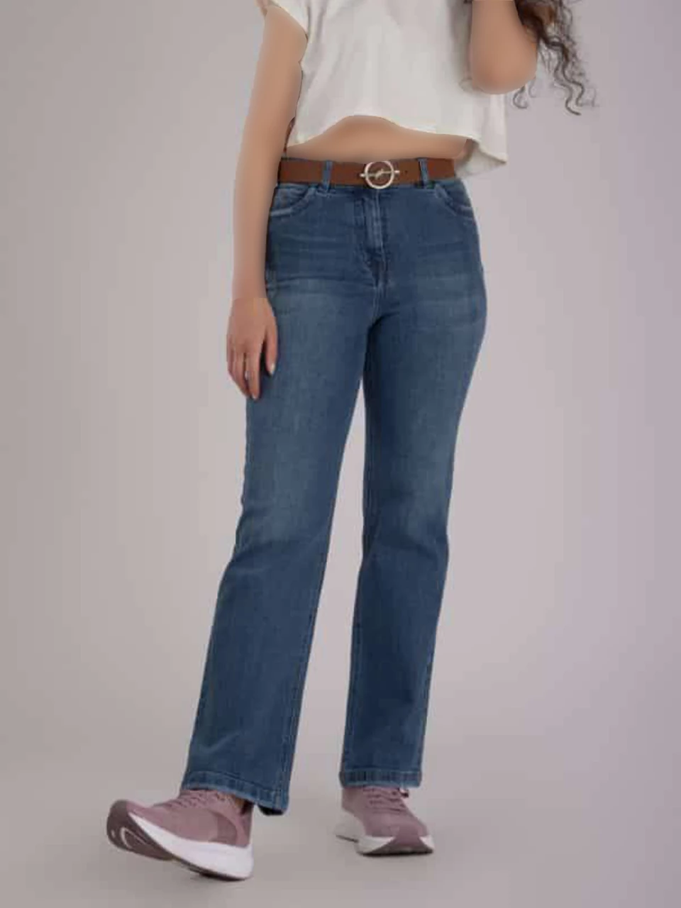 شلوار جین نیم بگ 416 ساده BY